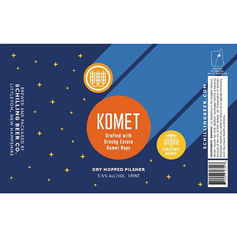 Schilling Komet Pilsner by Schilling Beer Co, beer label