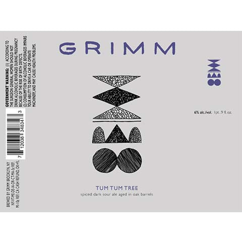Grimm Tum Tum Tree Spiced Dark Sour Ale by Grimm Artisanal Ales, beer label