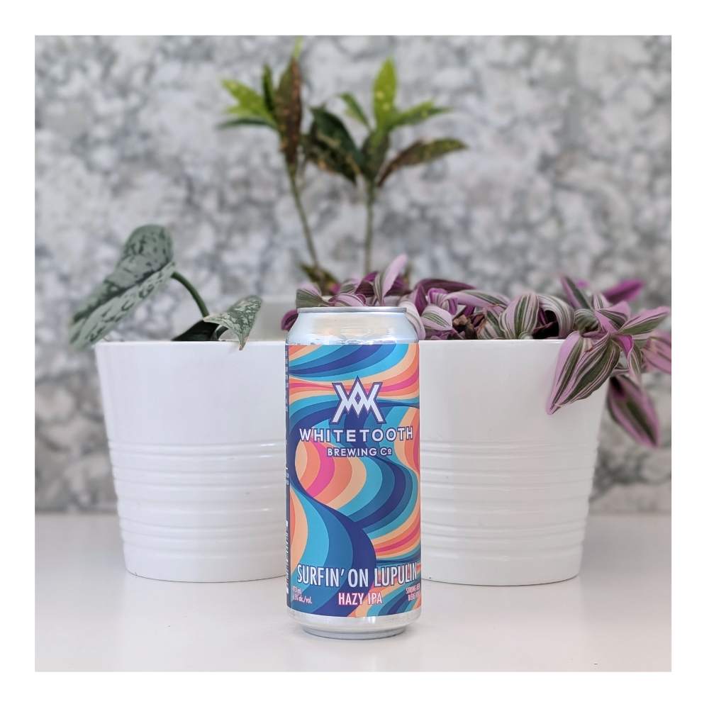 Surfin' on Lupulin Hazy IPA by Whitetooth Brewing Co., beer label