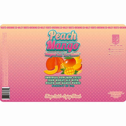 Wiley Roots Peach Mango Imperial Sour by Wiley Roots Brewing Co, beer label