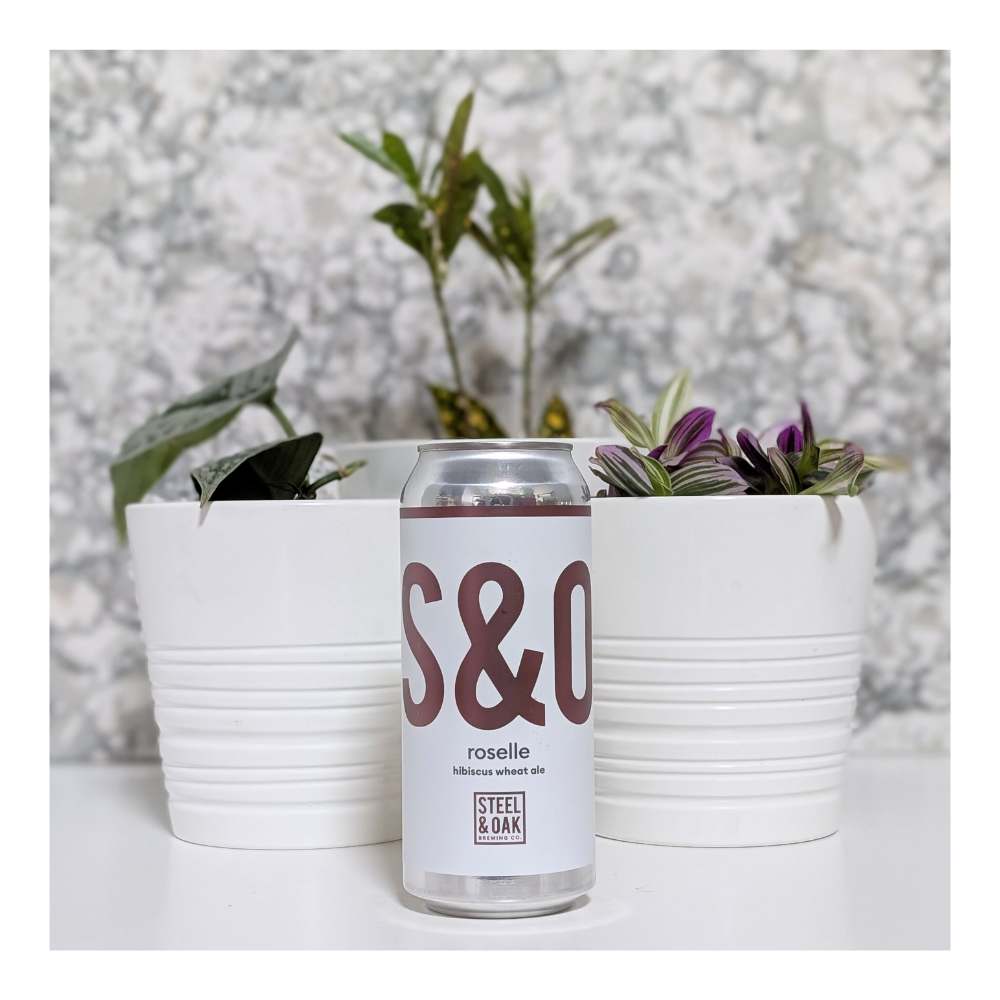 Roselle Hibiscus Wheat Ale by Steel & Oak Brewing Co., beer label
