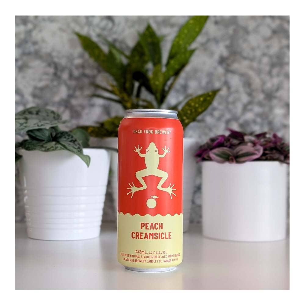 Peach Creamsicle Wheat Ale by Dead Frog Brewery, beer label