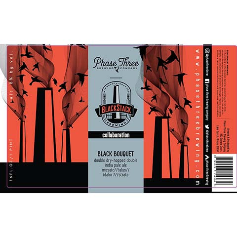 Phase Three Black Bouquet DDH DIPA by Phase Three Brewing Company, beer label