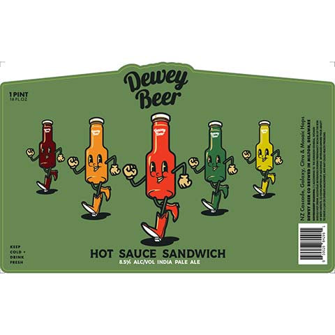 Dewey Beer Hot Sauce Sandwich IPA by Dewey Beer Co., beer label