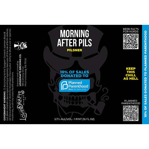 Lovedrafts Morning After Pils by Lovedrafts Brewing Co., beer label