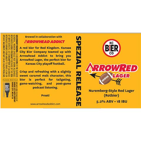 KC Bier Arrowred Red Lager by Kansas City Bier Company, beer label