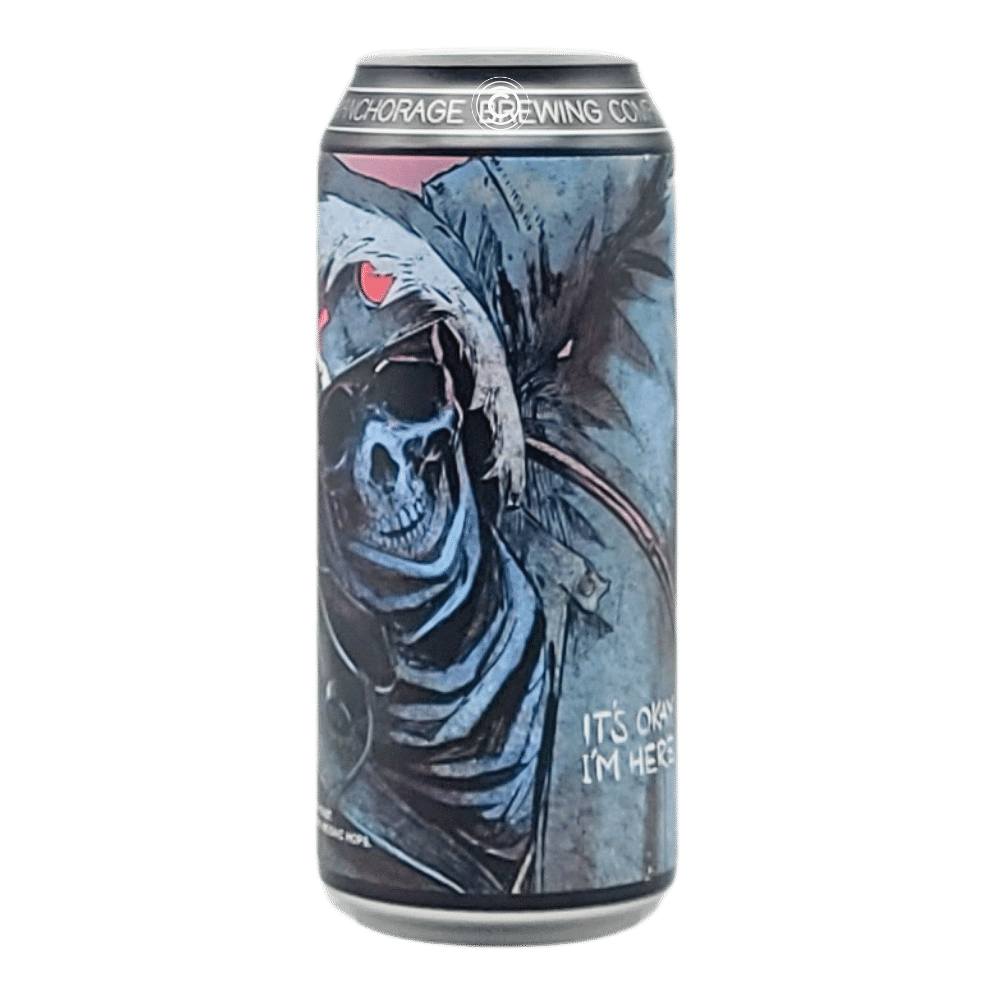 It's Okay, I'm Here Hazy IPA by Anchorage Brewing, beer label