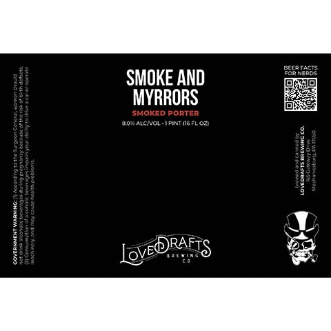 Lovedrafts Smoke And Myrrors Porter by Lovedrafts Brewing Co., beer label