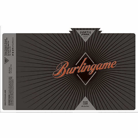 North Park Burlingame Black Lager by North Park Beer Co., beer label