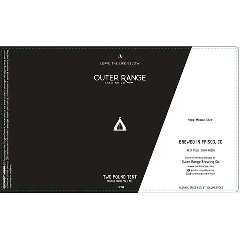 Outer Range Two Pound Tent DIPA by Outer Range Brewing Co, beer label