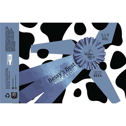 Windy Bessy's Best Milk Stout by Windy Brew, beer label