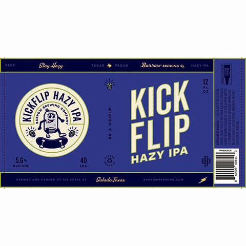 Barrow Kickflip Hazy IPA by Barrow Brewing Company, beer label