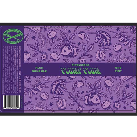 Pipeworks Plump Plum Sour Ale by Pipeworks Brewing Co, beer label