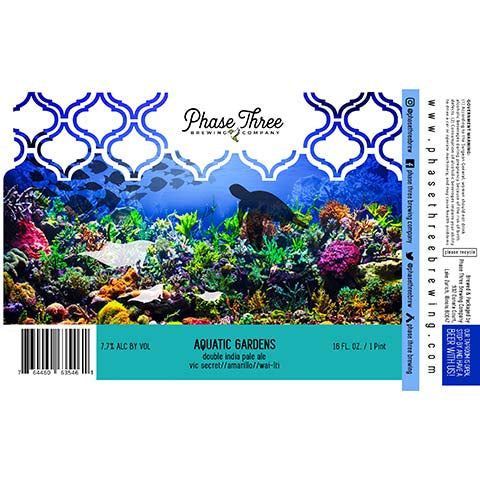 Phase Three Aquatic Gardens DIPA by Phase Three Brewing Company, beer label