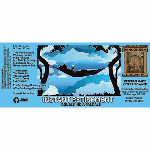 Dahlonega Instant Retirement DIPA by The Dahlonega Brewery, beer label