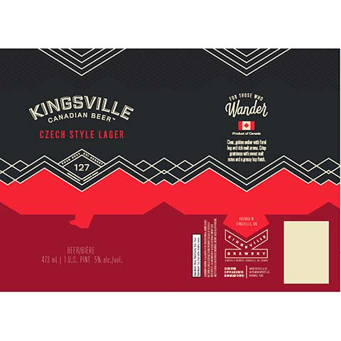 Kingsville Czech Style Lager by Kingsville Brewery, beer label