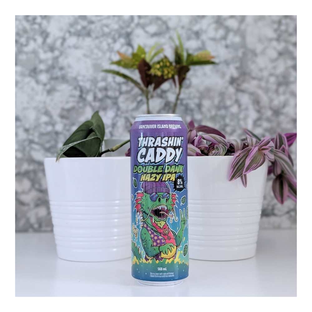 Thrashin' Caddy Double Dank Hazy IPA by Vancouver Island Brewing, beer label