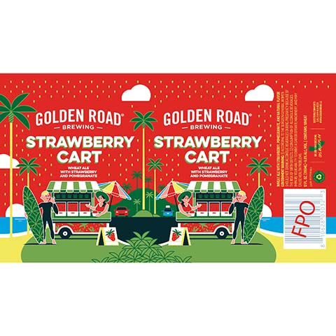 Golden Road Strawberry Cart Wheat Ale by Golden Road Brewing, beer label