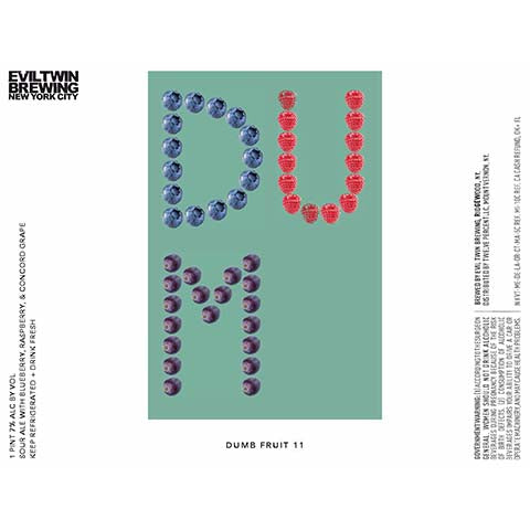 Evil Twin Dumb Fruit 11 Sour Ale by Evil Twin Brewing, beer label