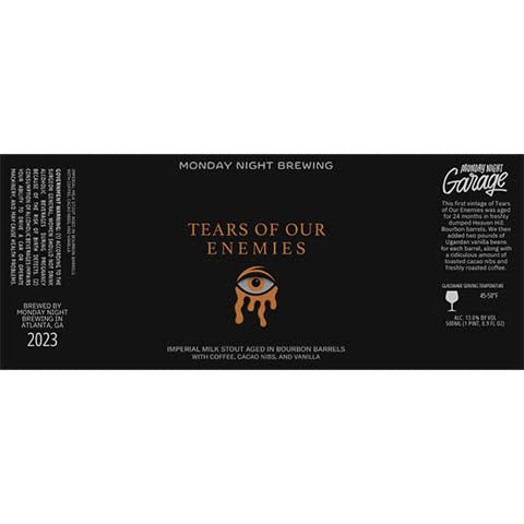 Monday Night Tears Of Our Enemies Imperial Milk Stout by Monday Night Brewing, beer label