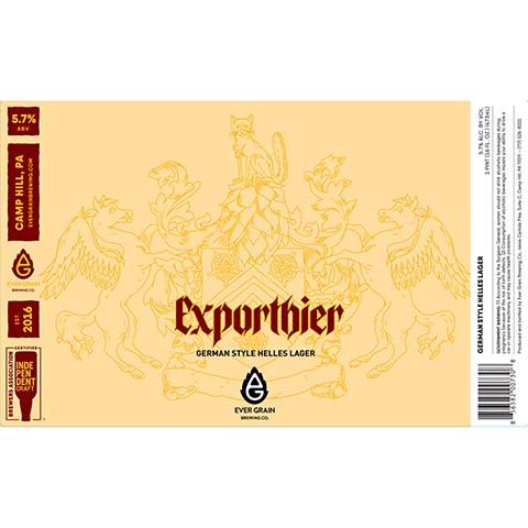 Ever Grain Exporthier Helles Lager by Ever Grain Brewing Co, beer label