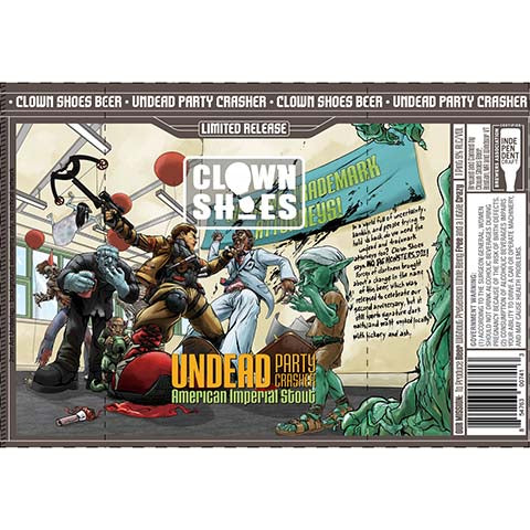 Clown Shoes Undead Party Crasher Imperial Stout by Clown Shoes, beer label