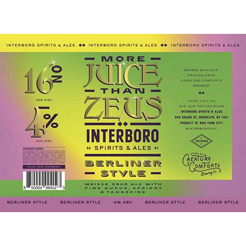 Interboro More Juice Than Zeus Sour Ale by Interboro Spirits And Ales, beer label