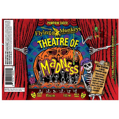 Flying Monkeys Theatre of Madness Lager by Flying Monkeys Craft Brewery, beer label