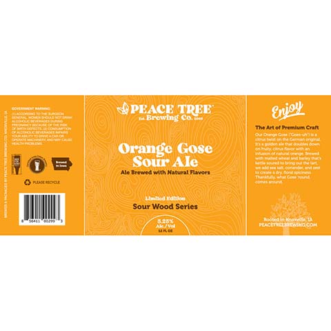 Peace Tree Orange Gose Sour by Peace Tree Brewing Company, beer label