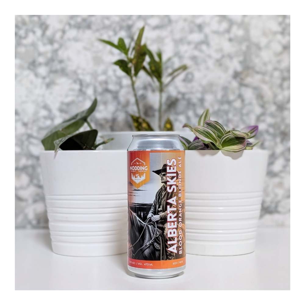 Alberta Skies Blood Orange Blonde Ale by Nodding Donkey Brewing, beer label