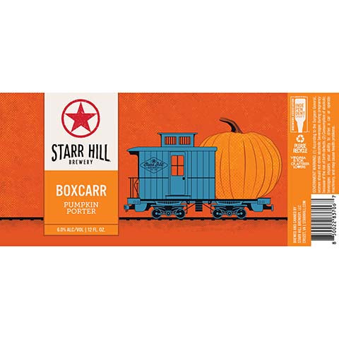 Starr Hill Boxcarr Pumpkin Porter by Starr Hill Brewery LLC, beer label