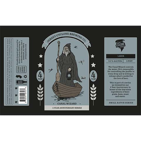Jersey Cyclone Canal Wizard Lager by Jersey Cyclone Brewing Company, beer label
