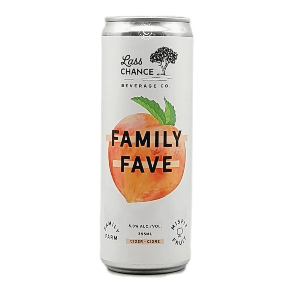 Family Fave Peach Cider by Lass Chance Cider, beer label