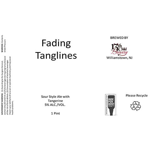 13th Child Fading Tanglines Sour Ale by 13th Child Brewery, beer label