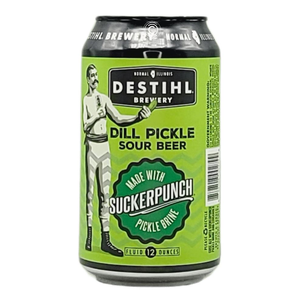 Suckerpunch Dill Pickle Sour by Destihl Brewery, beer label