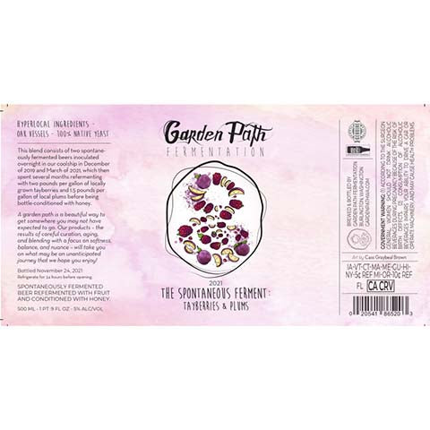 Garden Path Fermentation The Spontaneous Ferment: Tayberries & Plums by Garden Path Fermentation, beer label