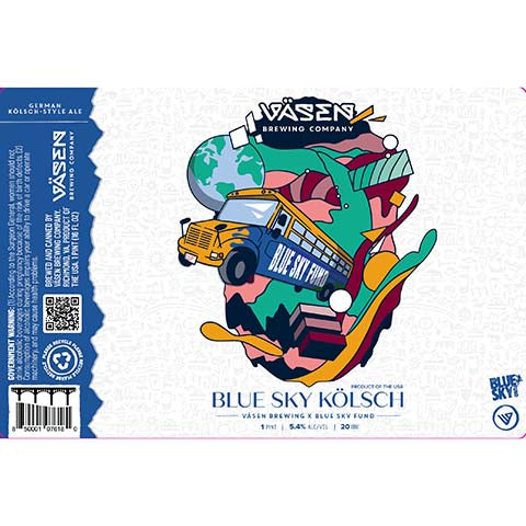 Vasen Blue Sky Kolsch by Vasen Brewing Company, beer label