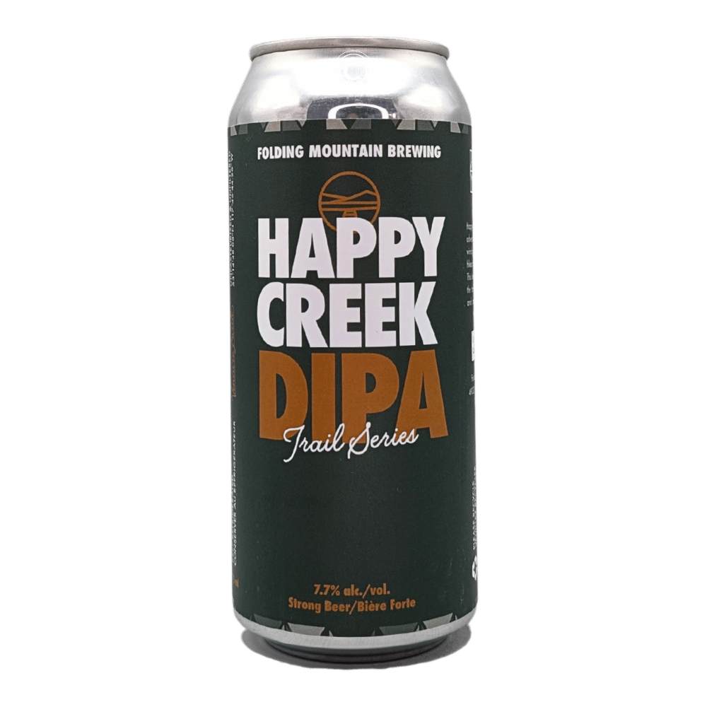 Happy Creek DIPA West Coast IPA by Folding Mountain Brewing, beer label