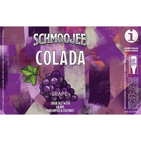 Imprint Schmoojee Colada Grape Sour Ale by Imprint Beer Company, beer label