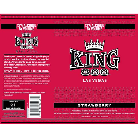 King 888 Strawberry by King Triple Eight Brewing, beer label