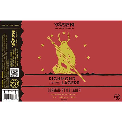 Vasen Richmond is for Lagers by Vasen Brewing Company, beer label