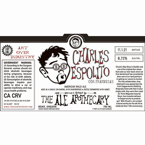 The Ale Apothecary Charles Espolito Con Frambusas Wild Ale by The Ale Apothecary, beer label