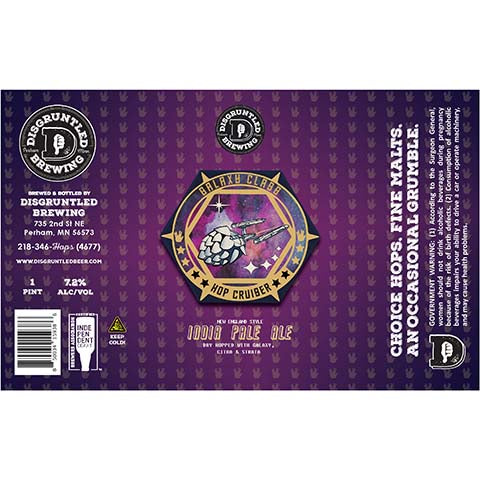 Disgruntled Galaxy Class Hop Cruiser IPA by Disgruntled Brewing, beer label