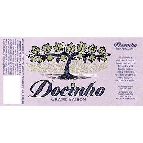 Elysian Docinho Grape Saison by Elysian Brewing Co, beer label