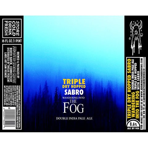 Abomination Wandering Into the Fog DIPA (Sabro) by Abomination Brewing Company, beer label