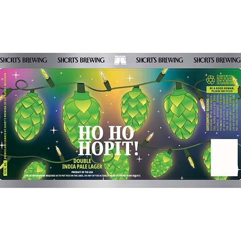 Short's Ho Ho Hopit! Double India Pale Lager by Short's Brewing Co, beer label