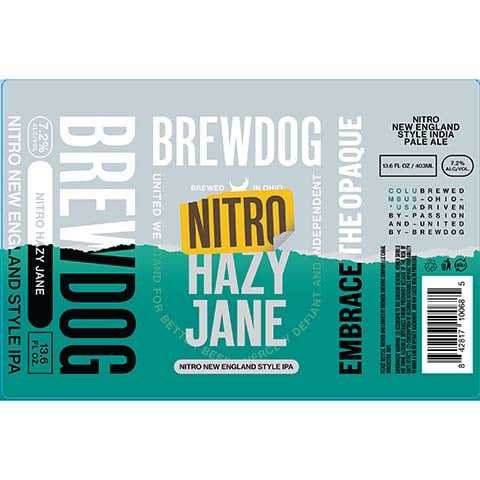 Brewdog Nitro Hazy Jane NEIPA by BrewDog, beer label