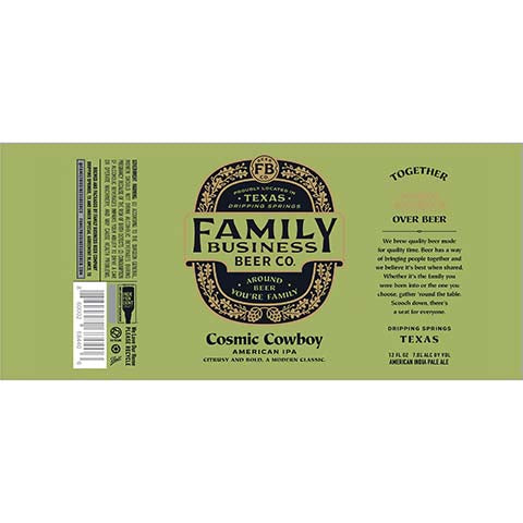 Family Business Cosmic Cowboy IPA by Family Business Beer Company, beer label