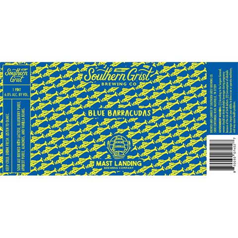 Southern Grist Blue Barracudas Sour Ale by Southern Grist Brewing Company, beer label