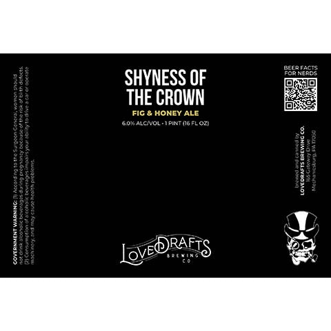 Lovedrafts Shyness Of The Crown by Lovedrafts Brewing Co., beer label